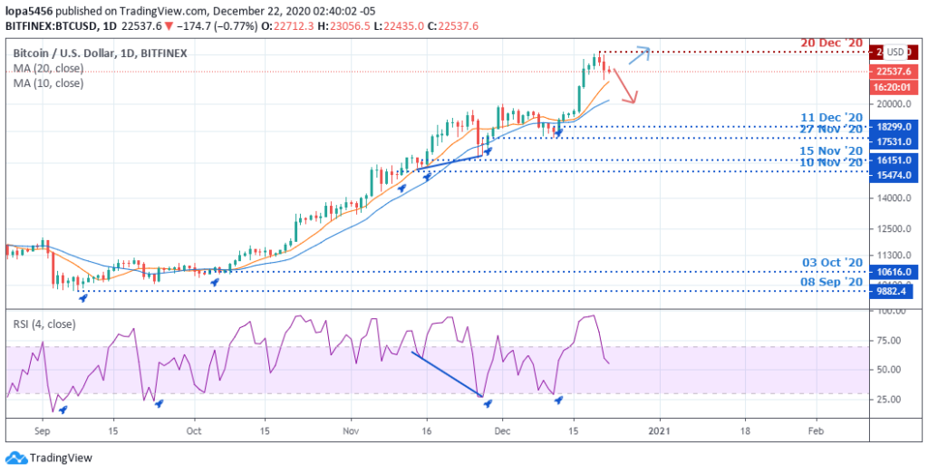 Daily Chart of BTCUSD (TradingView) - 23rd December 2020