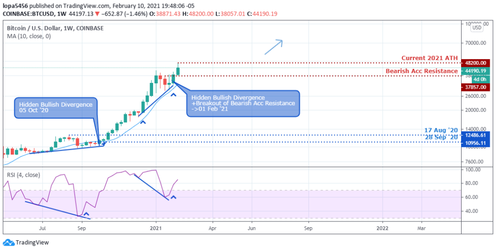 BTCUSD weekly chart - 12th Feb 2021