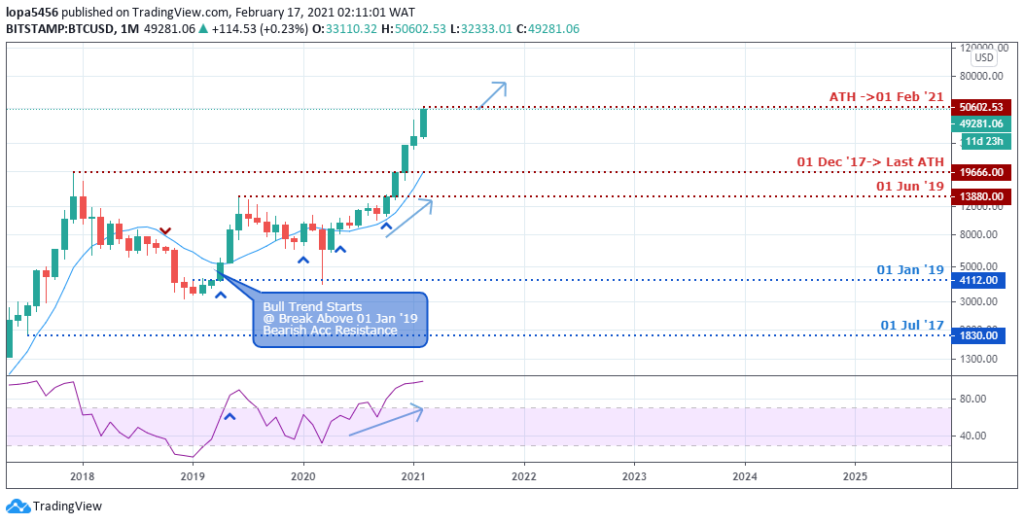 BTCUSD monthly Chart - 17th Feb 2021