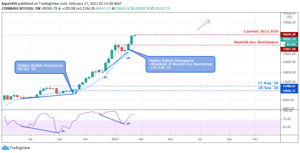 BTCUSD weekly Chart - 17th Feb 2021