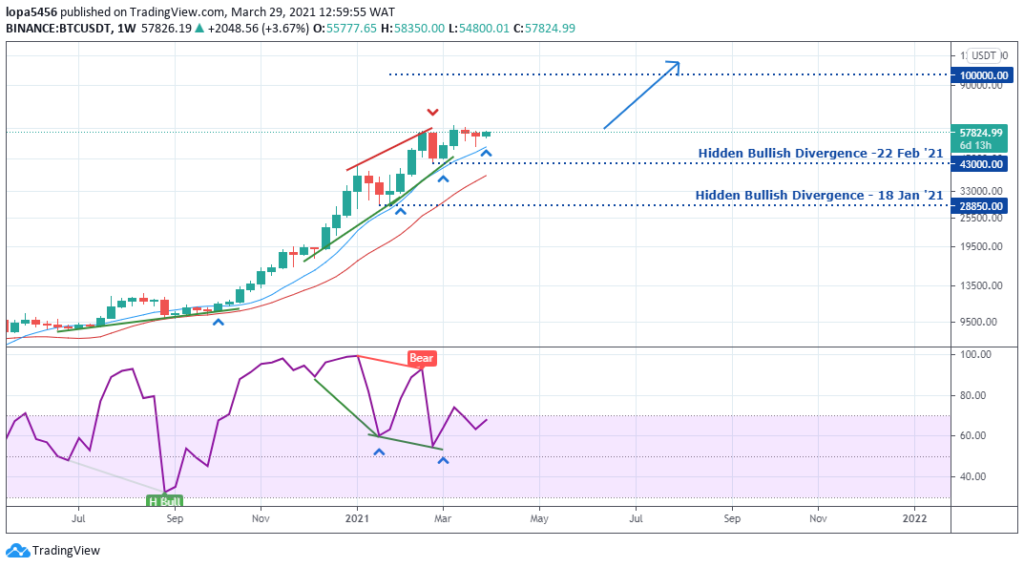 BTCUSD Weekly Chart - 29th March 2021