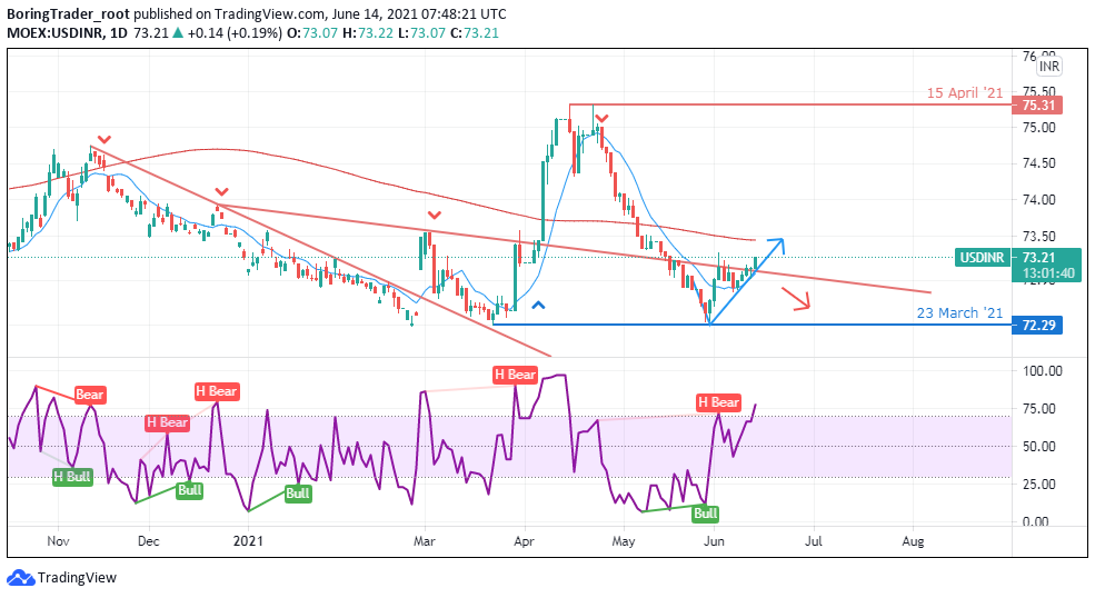 USDINR daily forecast - 18th June 2021 USDINR daily chart - 18th June 2021