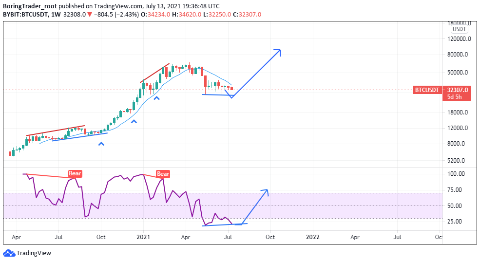 BTCUSD weekly chart - 16th July 2021